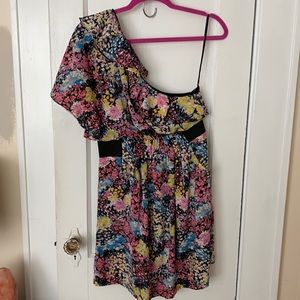 One shoulder floral dress